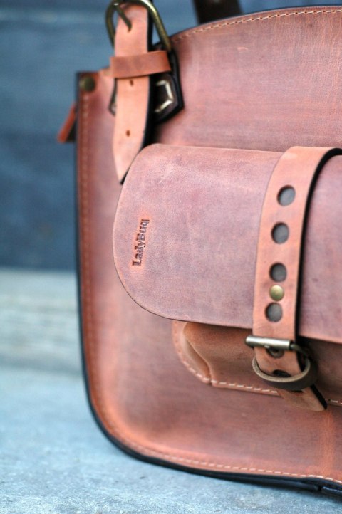 Torba Kuferek skórzany - kolor rudy i brąz