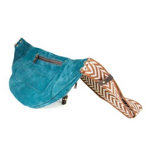 Turkusowa welurowa nerka skórzana od LadyBuQ Art.