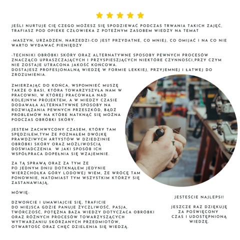 2 dni- kreatywne warsztaty kaletnicze - kurs indywidualny