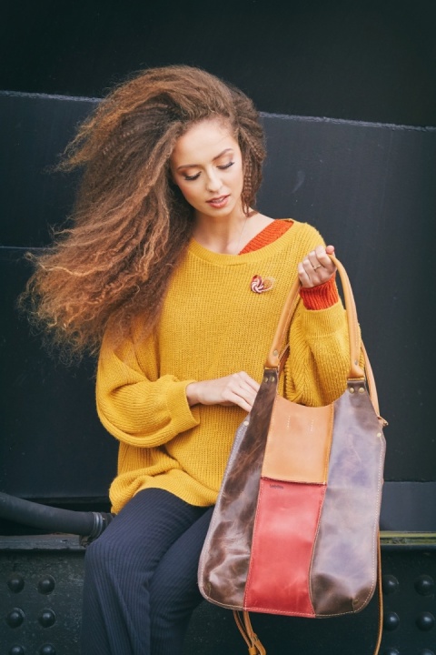 Handmade Leather Patchwork Bag – Vibrant Colorful Women’s Shoulder Bag by Ladybuq