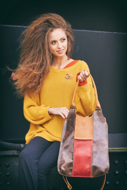 Handmade Leather Patchwork Bag – Vibrant Colorful Women’s Shoulder Bag by Ladybuq