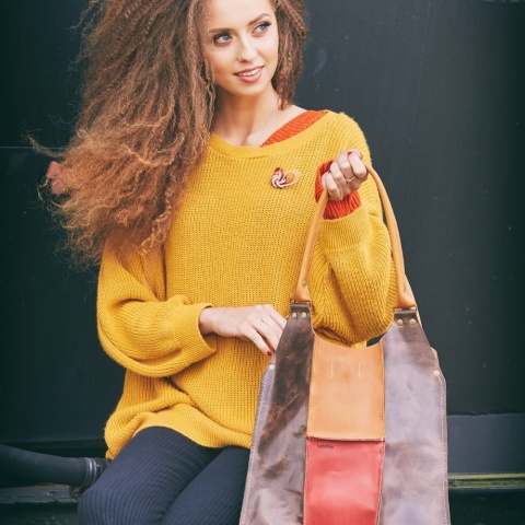 Handmade Leather Patchwork Bag – Vibrant Colorful Women’s Shoulder Bag by Ladybuq