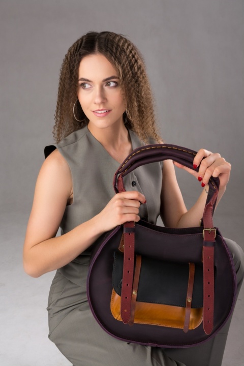 Torebka skórzana Basia kolor śliwkowy