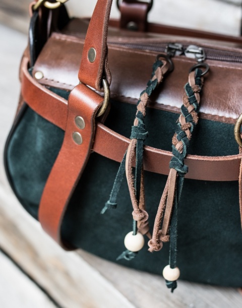 Torebka skórzana Missy w kolorze brązowym i zielonym