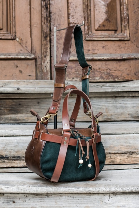 Torebka skórzana Missy w kolorze brązowym i zielonym