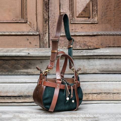 Torebka skórzana Missy w kolorze brązowym i zielonym