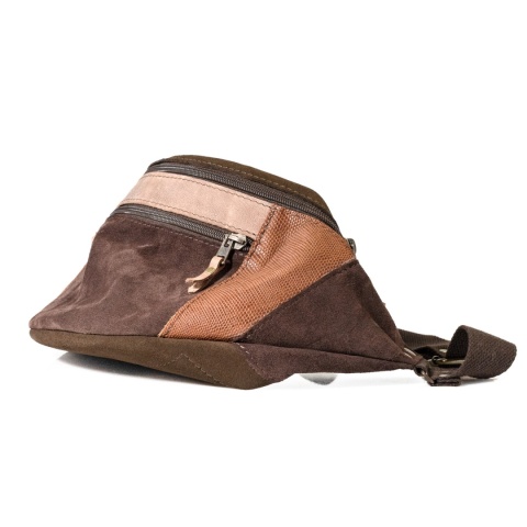 Large brown leather fanny pack from Ladybuq Art Studio