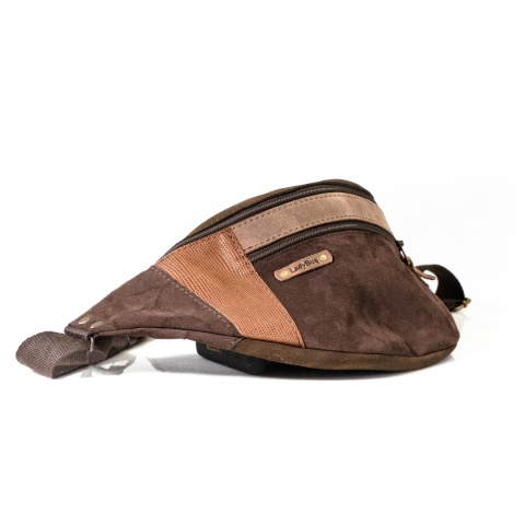 Large brown leather fanny pack from Ladybuq Art Studio