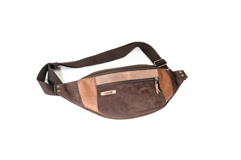 Large brown leather fanny pack from Ladybuq Art Studio