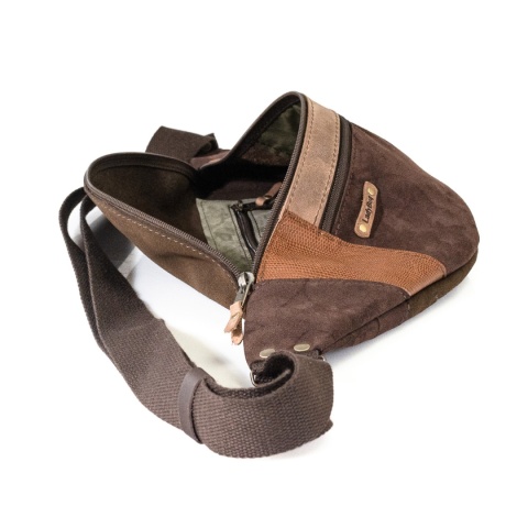 Large brown leather fanny pack from Ladybuq Art Studio