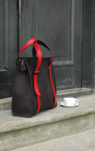 Duża torebka skórzana Big Lili kolor czarny z czerwonym