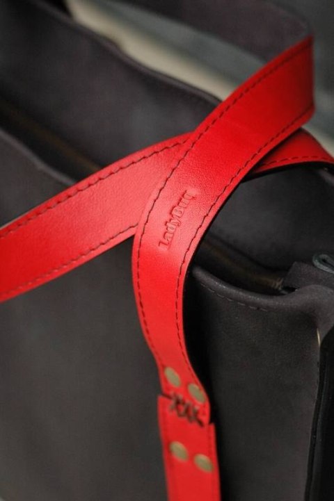 Duża torebka skórzana Big Lili kolor czarny z czerwonym