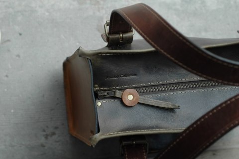 Torba skórzana Squer w kolorze khaki oraz kamel