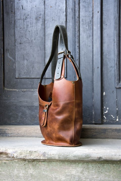 Torebka skórzana Ladybuq w kolorze koniakowym