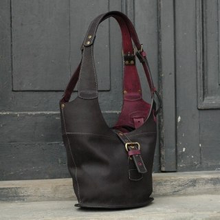 Torebka skórzana Ladybuq czarny i fiolet