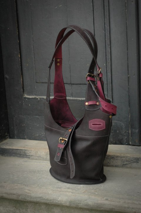 Torebka skórzana Ladybuq czarny i fiolet