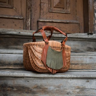 Boho kosz naturalna wiklina i skóra