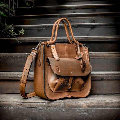 Torebka skórzana Elaine kolor brązowy z funkcja plecaka