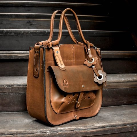 Torebka skórzana Elaine kolor brązowy z funkcja plecaka