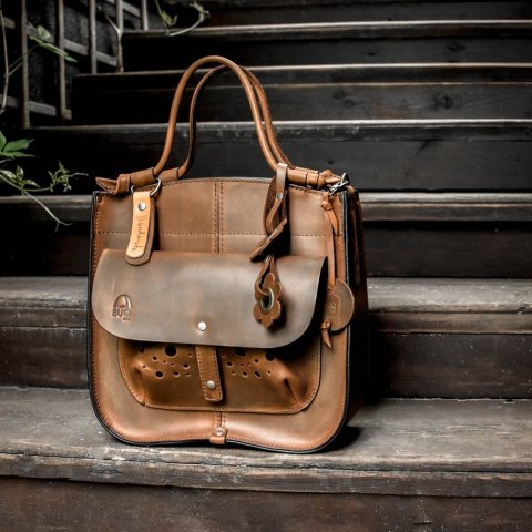 Torebka skórzana Elaine kolor brązowy z funkcja plecaka