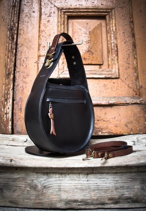 Czarna skórzana torebka z Brązowymi akcentami Inez z nowej kolekcji stylowa damska torebka