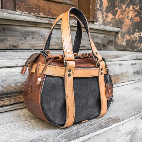 Missy mała skórzana Boho w kolorze naturalnym, rudym z akcentami szarościod ladybuq Art