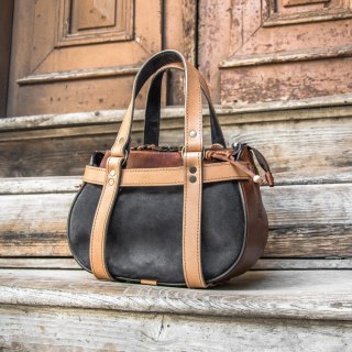 Torebka skórzana Missy w kolorze szarym i rudym