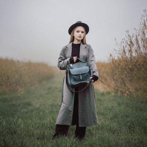 Leather bag Elaine color navy blue