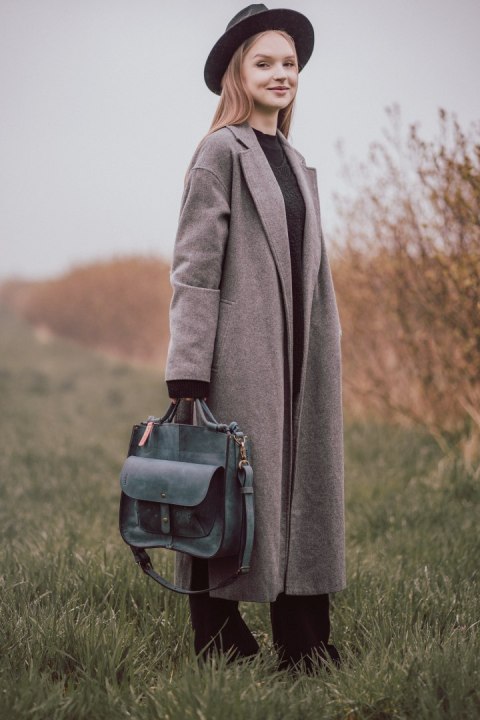 Leather bag Elaine color navy blue