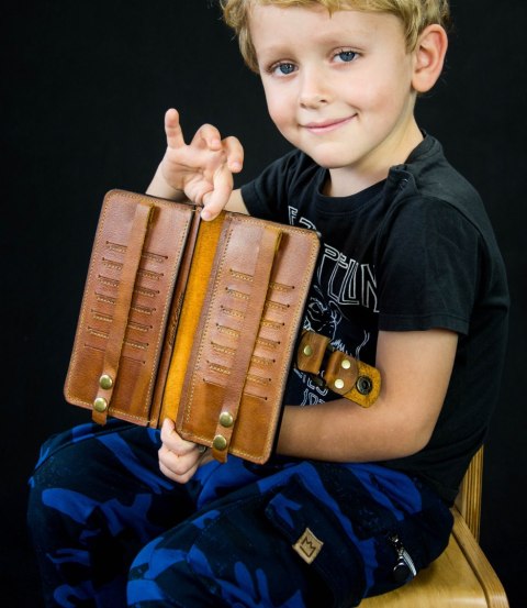 Portfel skórzany ręcznie robiony miejsce na 14 kart kolor Whiskey