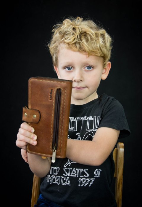 Portfel skórzany ręcznie robiony miejsce na 14 kart kolor Whiskey