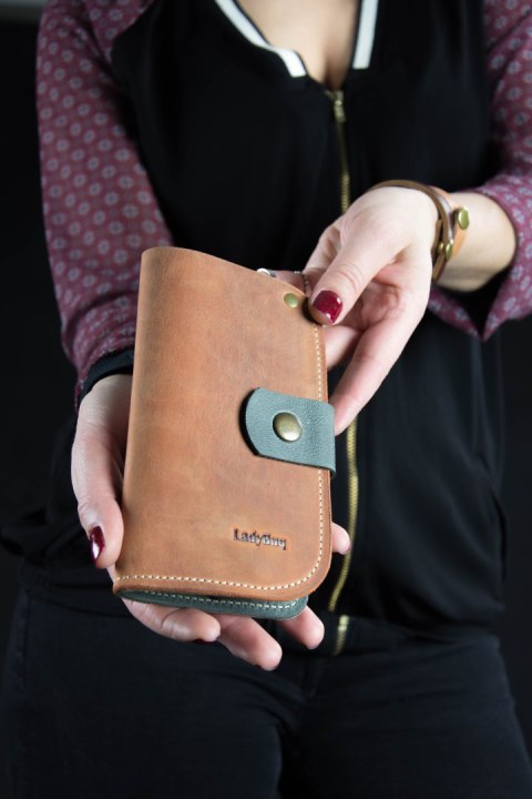 Portfel skórzany ręcznie robiony portfel ze skóry kolor rudy