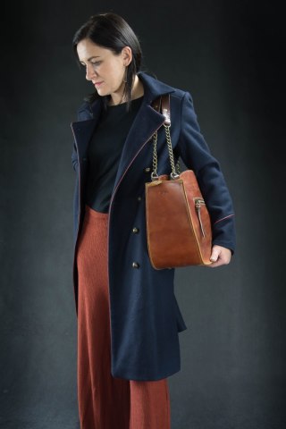 Leather bag Kuferek ginger color