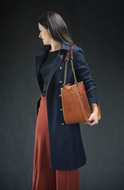 Leather bag Kuferek ginger color