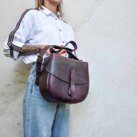 Torebka skórzana Kaya w kolorze śliwkowym większy rozmiar