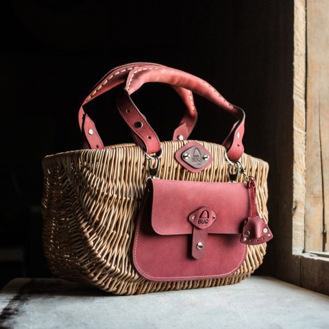Torba wiklinowa kosz kolor malinowy