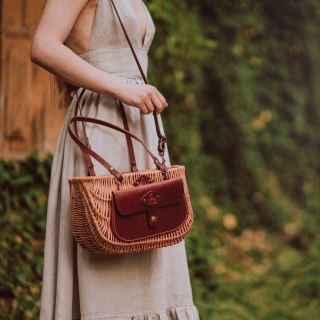 Torebka wiklinowa koszyk z odpinaną saszetką