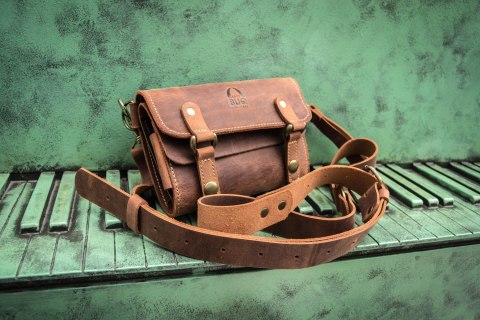 Portfel skórzany etui na telefon kolor rudy