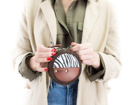 Personalizacja- Mały okrągły skórzany portfelik w kolorze twojej torebki