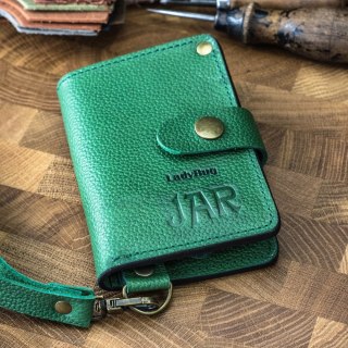 Portfel skórzany w kolorze zielonym