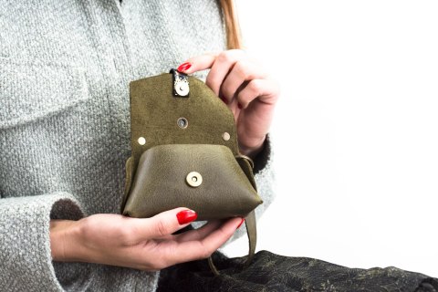 Kluczówka skórzana w kolorze khaki