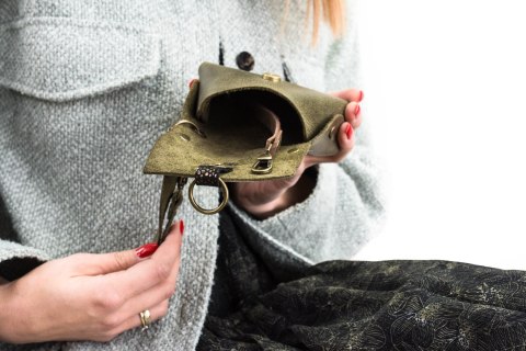 Kluczówka skórzana w kolorze khaki