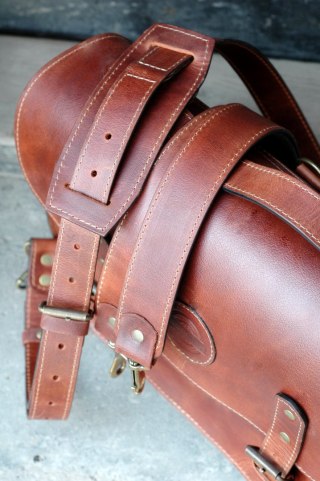 Torba skórzana z funkcją plecaka w kolorze koniakowym