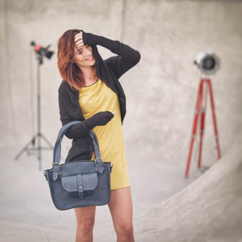 Leather Tote Bag - dark blue