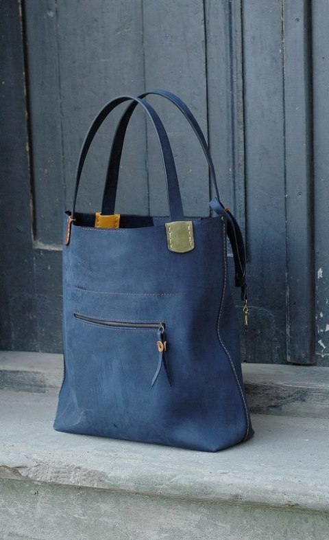 Torebka worek Zuza ręcznie wykonana kolor granatowy