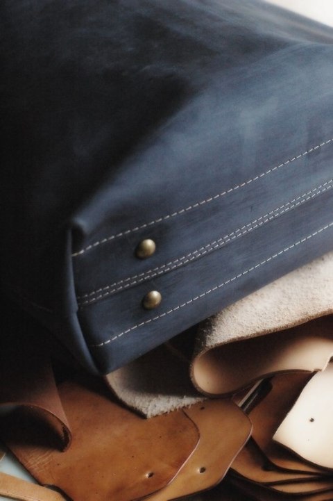 Torebka worek Zuza ręcznie wykonana kolor granatowy