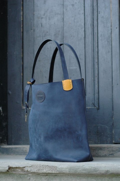 Torebka worek Zuza ręcznie wykonana kolor granatowy