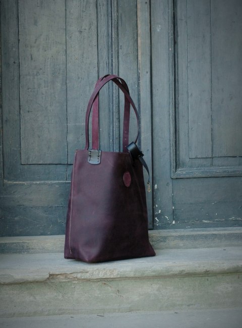 Torebka skórzana Zuza w kolorze śliwkowym