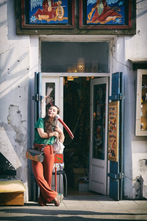 Leather roll bag Meggy color black, khaki, orange