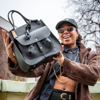 Torebka skórzana Elaine kolor czarny LadyBuQ Art